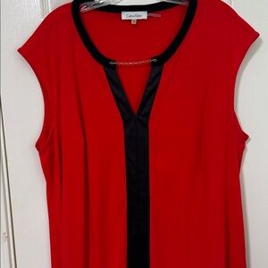 Calvin Klein Women's Red and Black Top